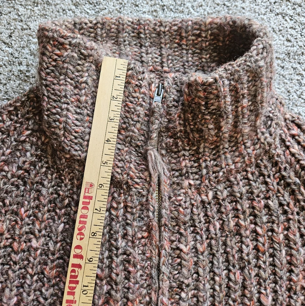 Wilfred Free Aritzia Erable Chunky Wool & Alpaca Zip Brown Cardigan Large - Picture 9 of 9